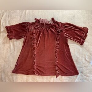 POL Velvet Ruffle Blouse Size Large Dusty Rose Boho Romantic Top